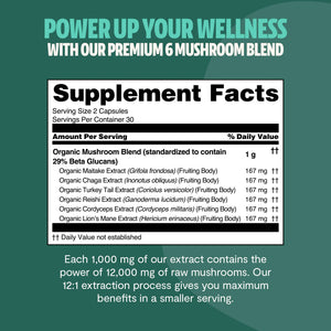 Essential Mind & Body- Mushroom Complex Supplement Capsules 60 ct