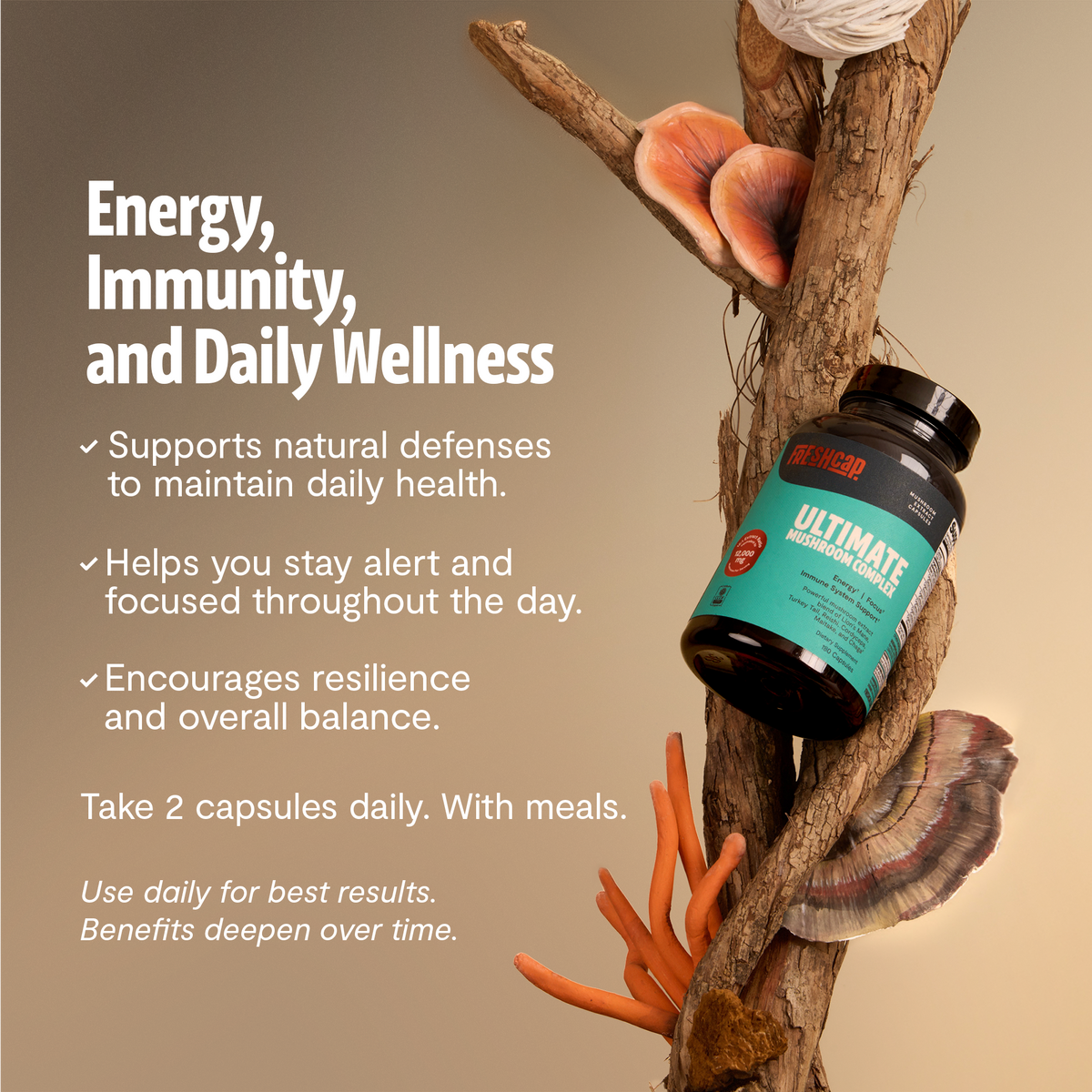 Essential Mind & Body- Mushroom Complex Supplement Capsules 60 ct