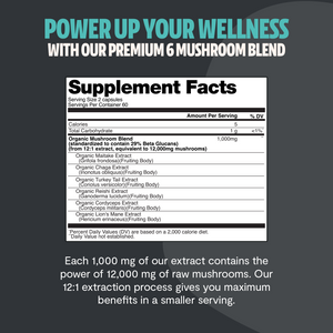 Essential Mind & Body- Organic Mushroom Complex Supplement Capsules 2- Pack 60 ct