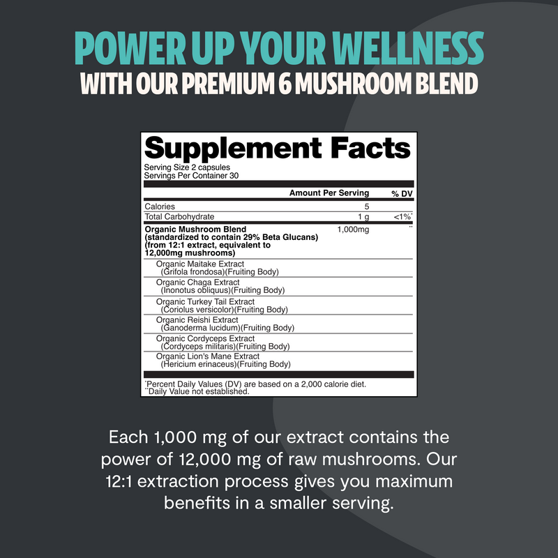 Essential Mind & Body- Organic Mushroom Complex Supplement Capsules 2- Pack 60 ct