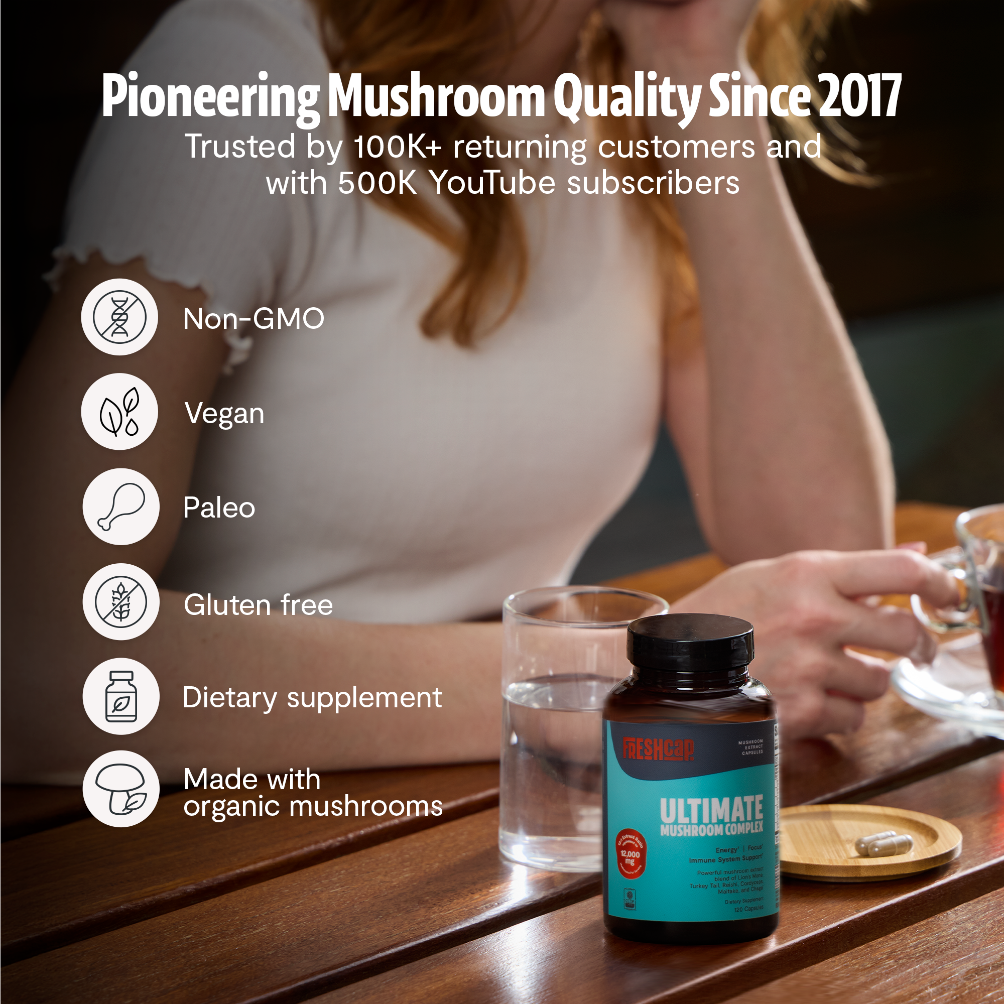 Essential Mind & Body- Mushroom Complex Supplement Capsules 60 ct