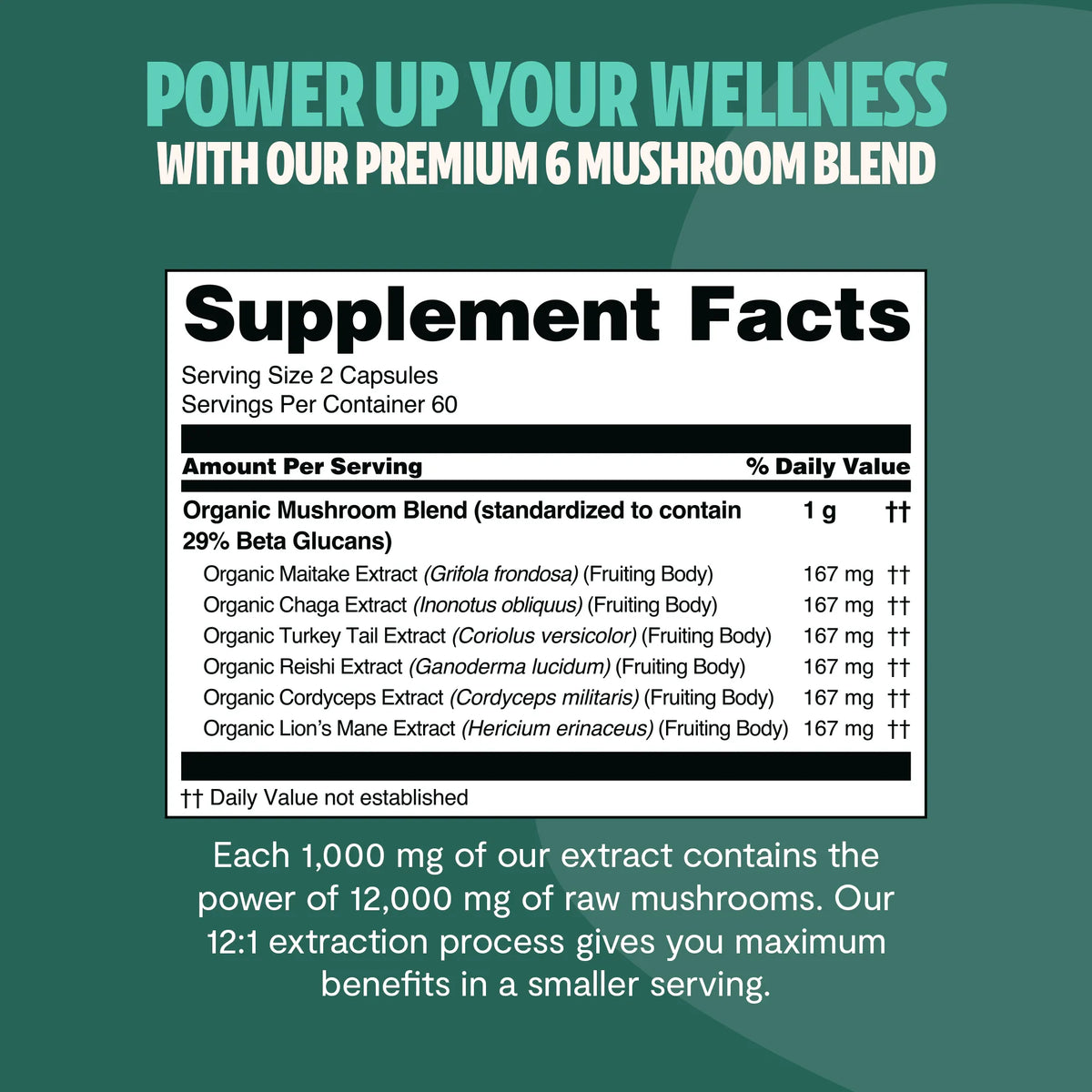 Essential Mind & Body- Organic Mushroom Complex Supplement Capsules 2- Pack 60 ct